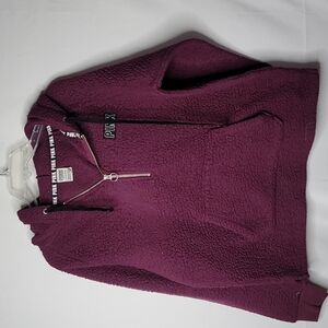 Victoria Secret Pink LIMITED EDITION pullover fleece purple hooded sweatshirt S